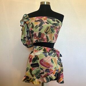 Colorful Off-Shoulder Top and Skirt Set